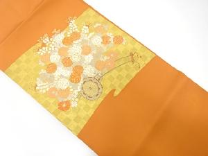 塩瀬　金彩　花車模様　刺繍　名古屋帯